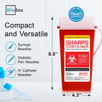 Sharps Container Small - Sharps Containers for Home Use and Labs - Portable Needle Disposal and Travel Size Biohazard Bin - 2 Quart (Pack of 3)