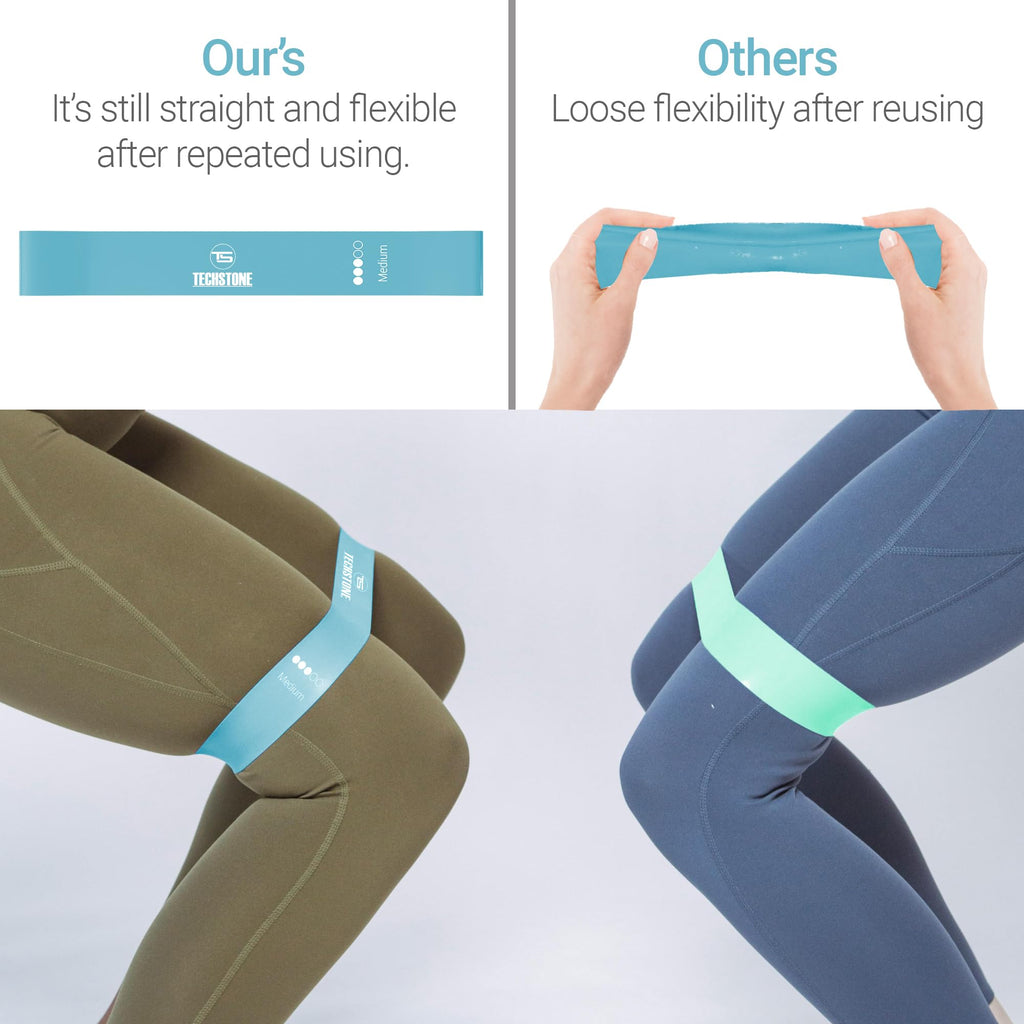 TechStone Resistance Bands Set for Men and Women, Pack of 5 Different Levels Elastic Band for Home Gym Long Exercise Workout ��� Great Fitness Equipment for Training, Yoga ��� Free Carrying Bag (Blue)