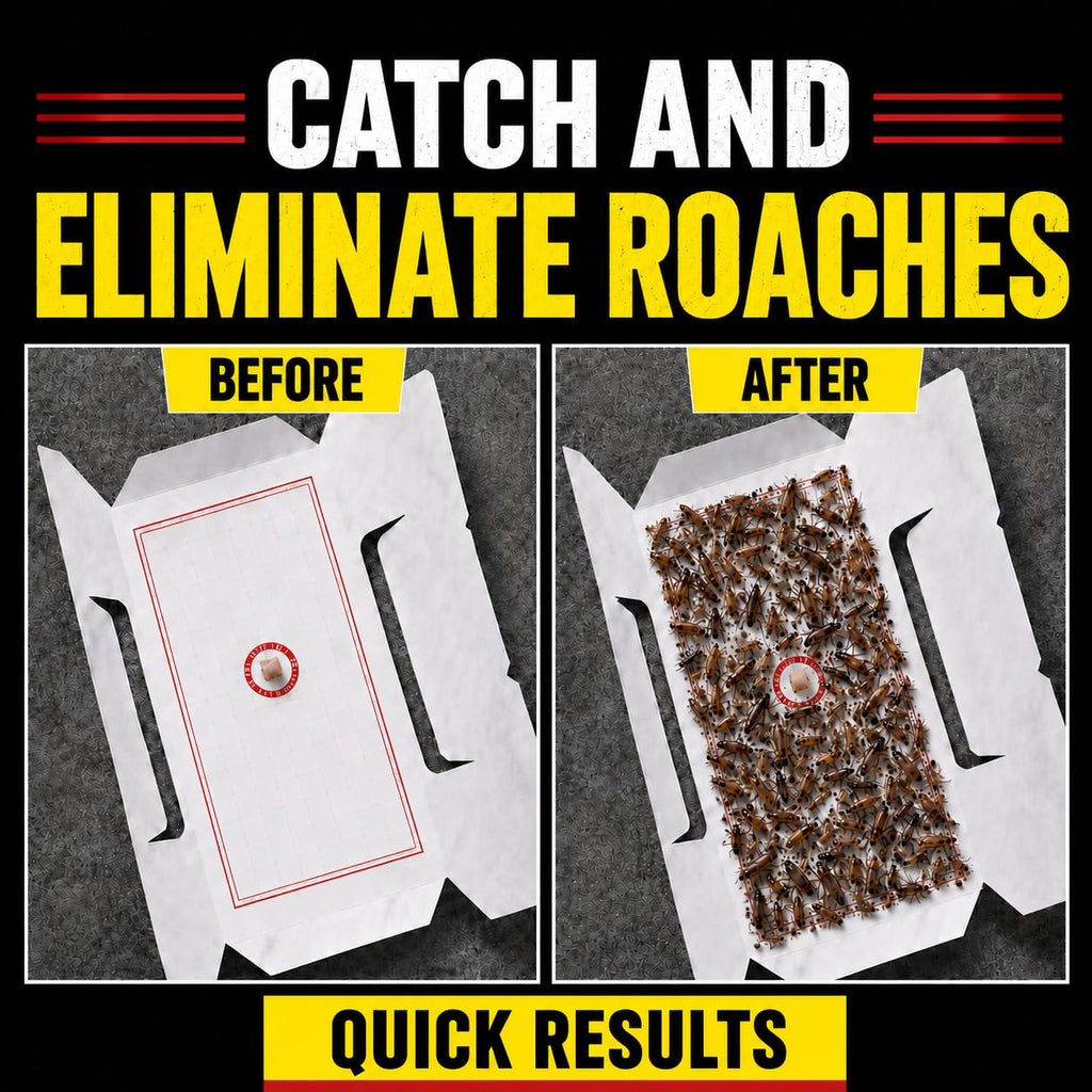Catchmaster Cockroach Trap with Powerful Food-Based Bait – Glue Traps (10-Pk) Roach Killer for House – Kitchen, Bathroom & Garage, Indoor Pest Control and Bug Catcher Solution