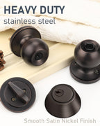 Brotima 6 Pack Entry Door Locksets with Single Cylinder Deadbolt, Oil Rubbed Bronze Exterior Door Lock Set with Same Key, Front Roound Door Knob and Deadbolt Set
