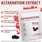 2 Pack Astaxanthin 12mg,Premium Astaxanthin Antioxidant Supplements with Antioxidant Activity, Supports Eye, Immune, Joint, Skin Health, Internal Circulation