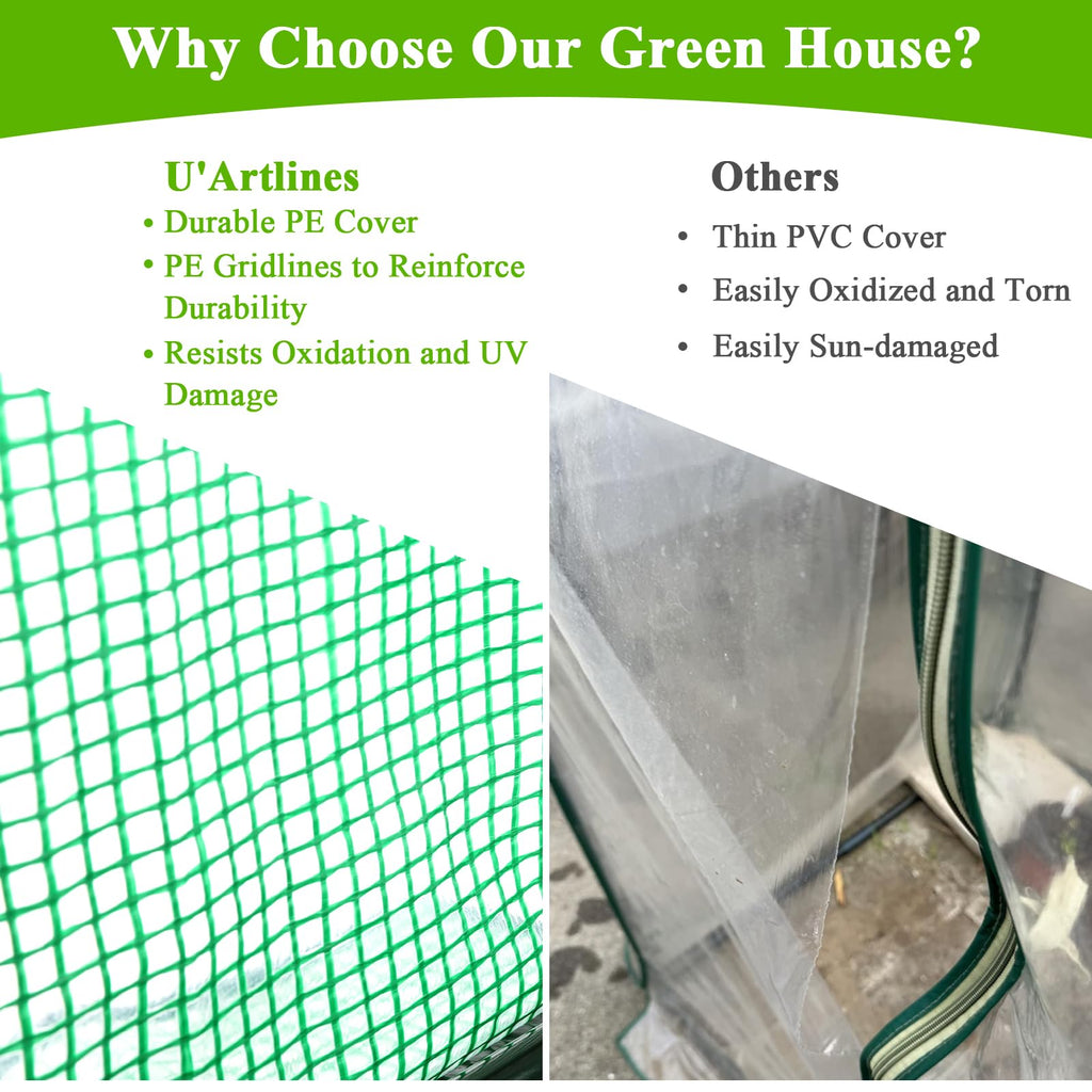 U'Artlines Portable Mini Greenhouse Small Green House 23x13x17 Inch