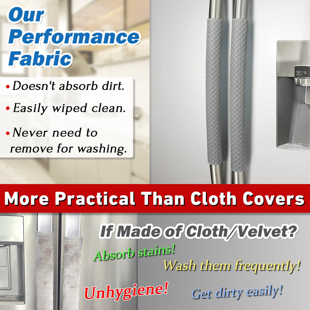 Refrigerator Door Handle Covers, Set of 4, Performance Appliance Handle Covers, Non-Slip Fridge Door Handle Covers, Keep Your Kitchen Clean, Microwave Oven Dishwasher door Handle Protectors(Gray)