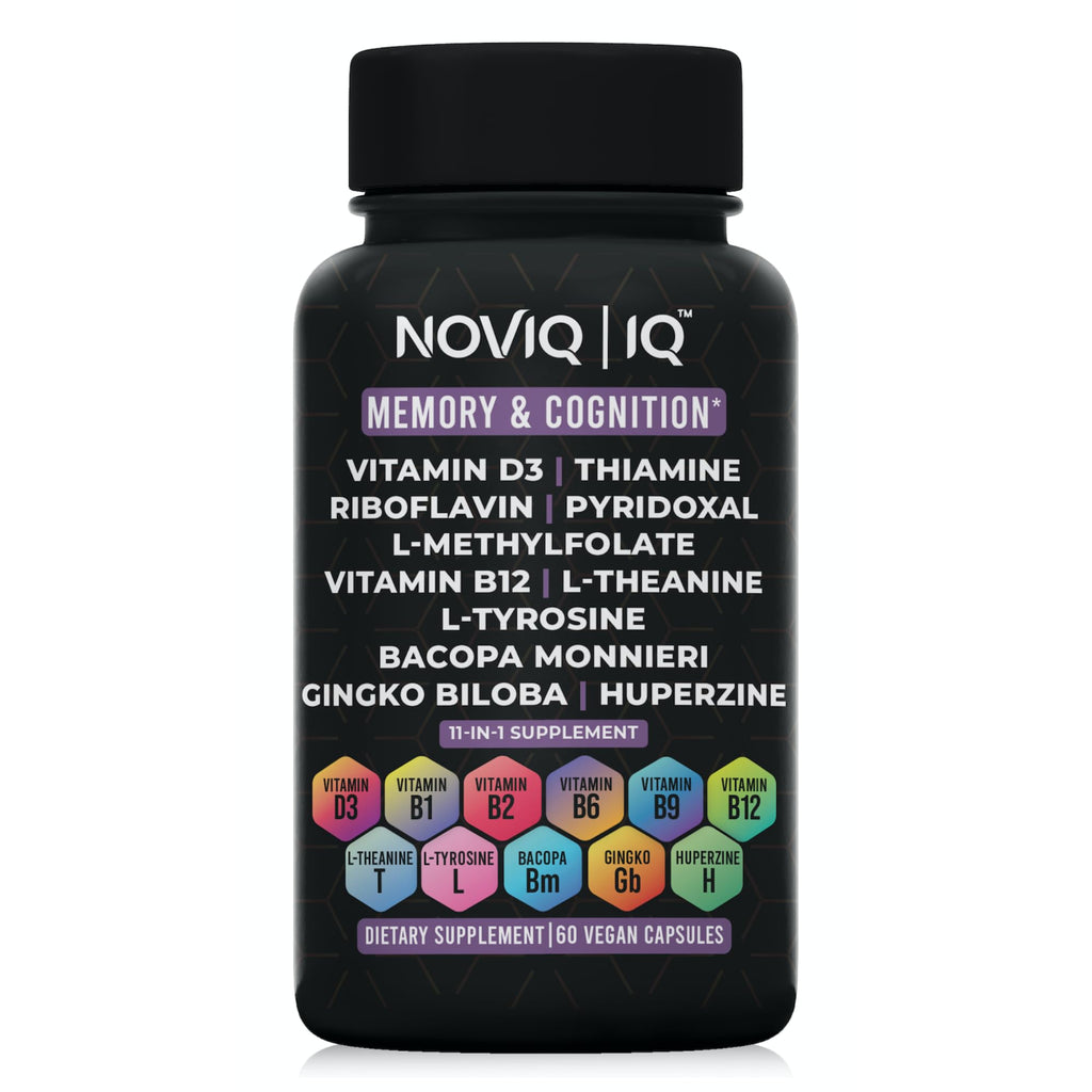 11-in-1 Nootropic Supplement: Supports Memory & Cognition - 100mg Ginkgo 150mg Bacopa 300mcg Huperzine 200mg L-Theanine 150mg L-Tyrosine & Bioactive B-Complex w/ 5-MTHF - 1,100mg+ Serving - 60 Count