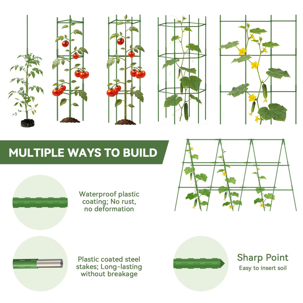 Halatool 8 Pack Tomato Cages for Garden, Up to 48in (4FT) Trellis