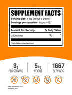 BulkSupplements.com L-Citrulline Powder - Citrulline Supplement, Nitric Oxide Supplement - Unflavored & Gluten Free - 3g per Servings, 1kg (Pack of 5) (11 lbs)