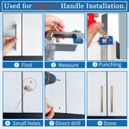 King&Charles Cabinet Hardware Jig, Metal Cabinet Handle Jig + Auto Hole Punch + Point Drill Bits, Use for Handles Knobs Pulls on Drawers/Doors, Wood Drilling Dowelling Guide Set.