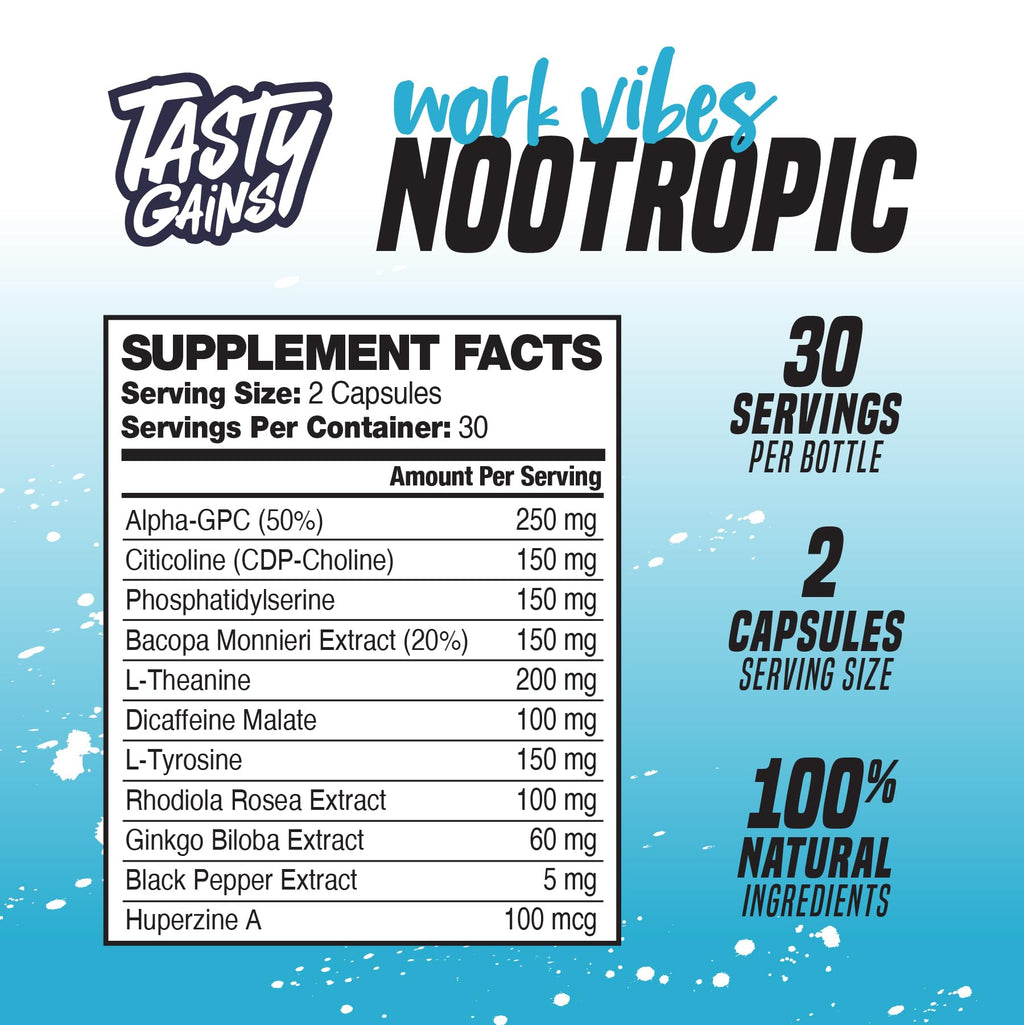 Nootropic Brain Supplement for Memory and Focus - Vitamin for Mental Health & Brain Health with L-Theanine, Rhodiola Rosea & Phosphatidylserine - Memory, Mental Clarity & Cognitive Improvement - 60 Ct