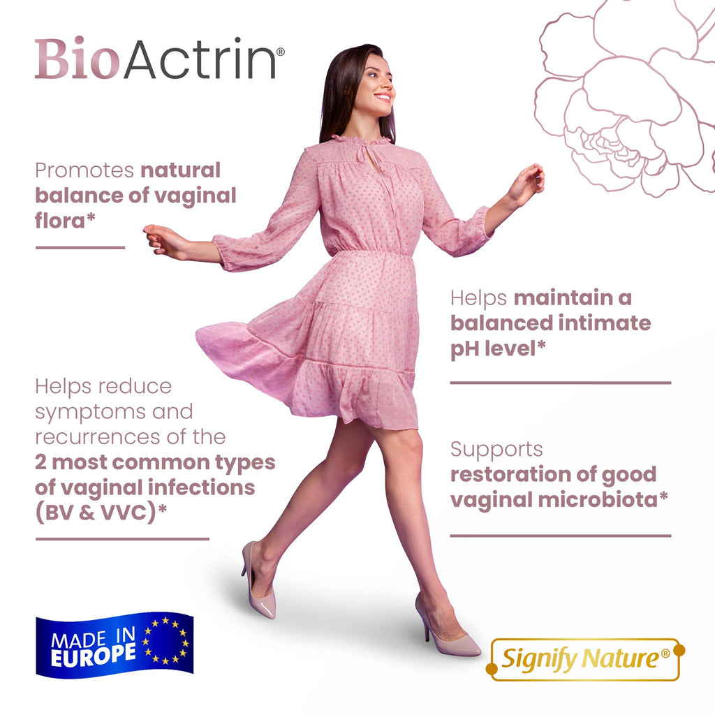 SIGNIFY NATURE Bioactrin Vaginal Probiotics for Women - Bacterial Vaginosis & Yeast Infection Treatment - BV Probiotic - pH Vaginitis Support-28 Pills