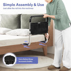 TABEKE Bed Rails for Elderly Adults Safety, Adjustable Senior Bed Assist Rail with Non-Slip Handle and Double Side Storage Pocket Fits King, Queen, Full, Twin Bed