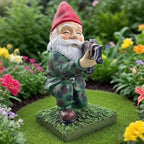 BESTJYC Garden Gnomes with Guns, 5.9in Garden Gnomes Outdoor, Military Gnome with Gun, Gnome Decorations for Yard, Indoor Outdoor Halloween Christmas Thanksgiving Gifts (3red)