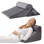 Bedluxe 3Pcs Orthopedic Bed Wedge Pillow Set, Foam Wedge Pillow Post Surgery for Back, Leg and Knee Support, Adjustable 9&12 Inch Folding Triangle Pillow for Sleeping, Acid Reflux, Snoring, Velvet