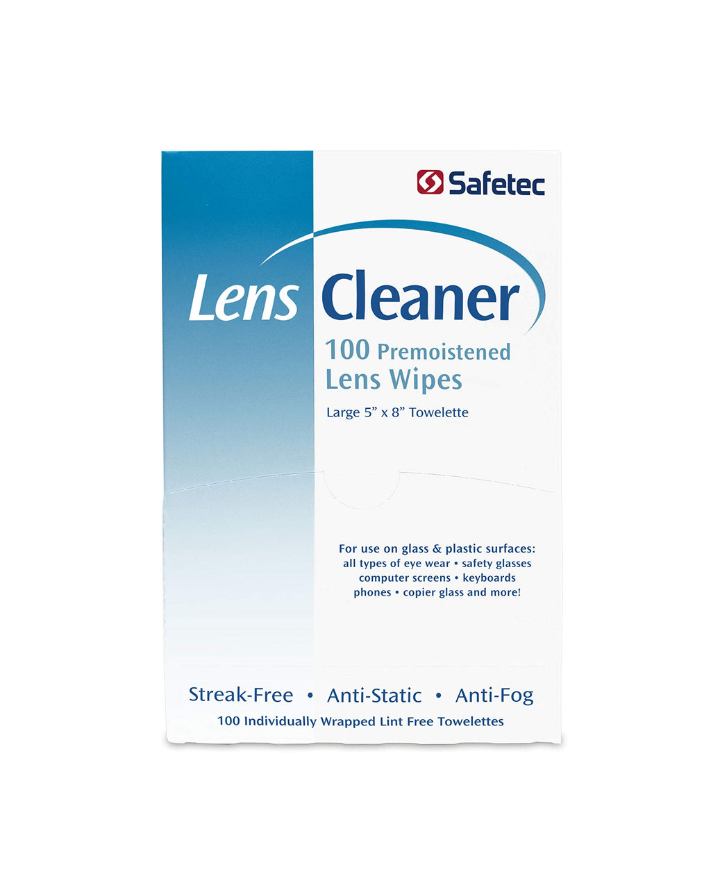 Safetec Lens & Eyeglasses Cleaning Wipes, Pre-Moistened Wipes (2 Pack of 100ct Boxes - 200 Cleaning Cloths)