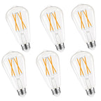 GvvooHome Dimmable Edison Bulbs, 2700K Warm White, 6W Equivalent to 60 watt E26 LED Bulb, ST58 Vintage Light Bulbs, 600LM, 90+ CRI, E26 Base, Clear Glass, 6 Pack