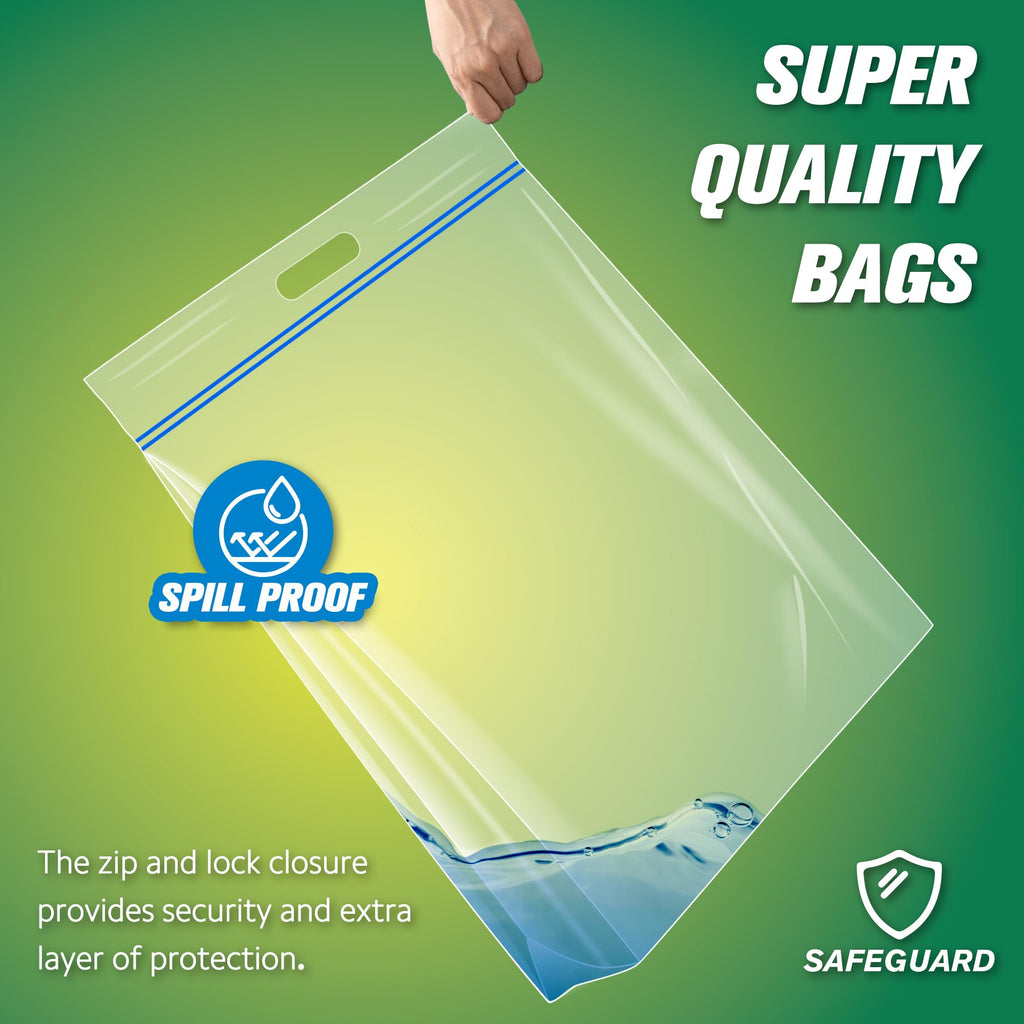HIBAG 25 Gallon Jumbo Storage Bags, 35” x 24” Resealable Clear Bags with Handle, Extra Large XL Heavy Duty for Clothes Pillow Travel Moving, Pack of 3