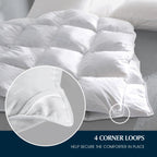 Serta Goose Feather Down Fiber Comforter Queen Size - 100% Cotton Cover Duvet Insert - Hotel Luxury Hypoallergenic Bedding Comforter All Season Medium Warmth 90 x 90 Inch White
