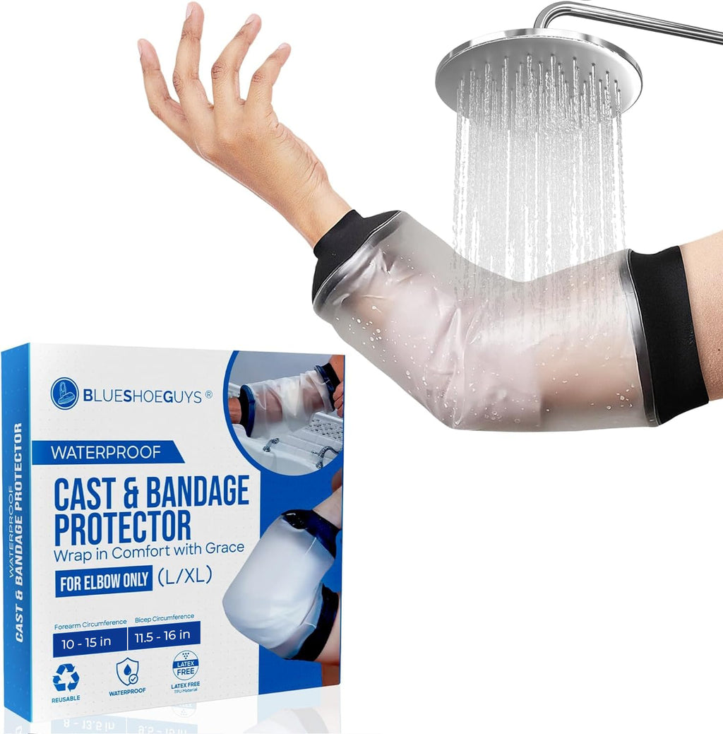 Blue Shoe Guys Reusable Waterproof Picc Line Sleeve Cover For Upper Arm, L/XL for Proper Wound Protection Picc Line Shower Cover and Waterproof Sleeve Protector for IV, Shower sleeve for Upper Arm