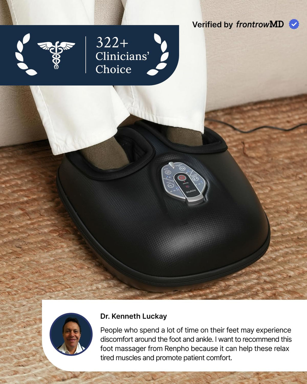 RENPHO Foot Massager Machine with Heat [2026 Upgraded], Birthday Gifts for Women Men Mom Dad, FSA Eligible HSA Shiatsu Foot Massager for Plantar Fasciitis, Cordless Control, Self Care Gifts, Black