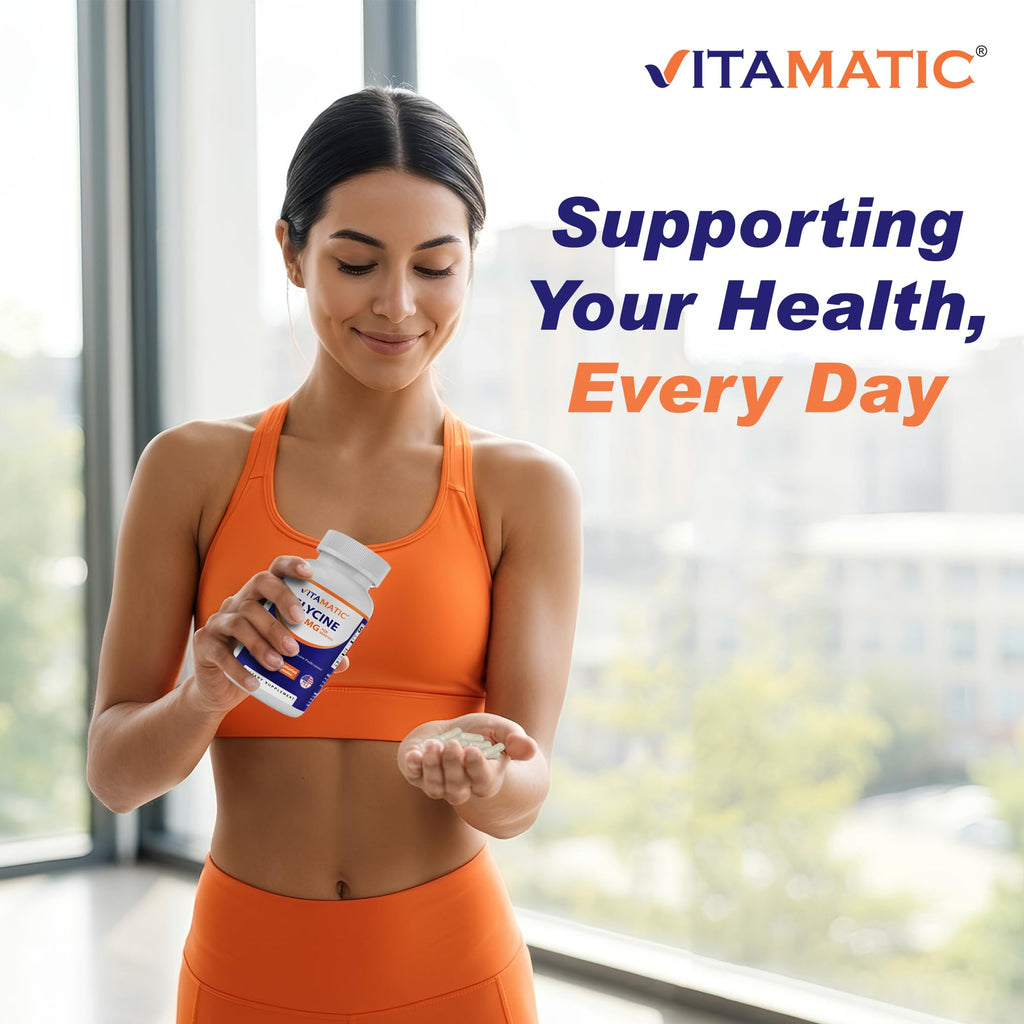 Vitamatic Glycine Supplement, 2000mg Per Serving, 300 Count, Non-GMO, Gluten Free