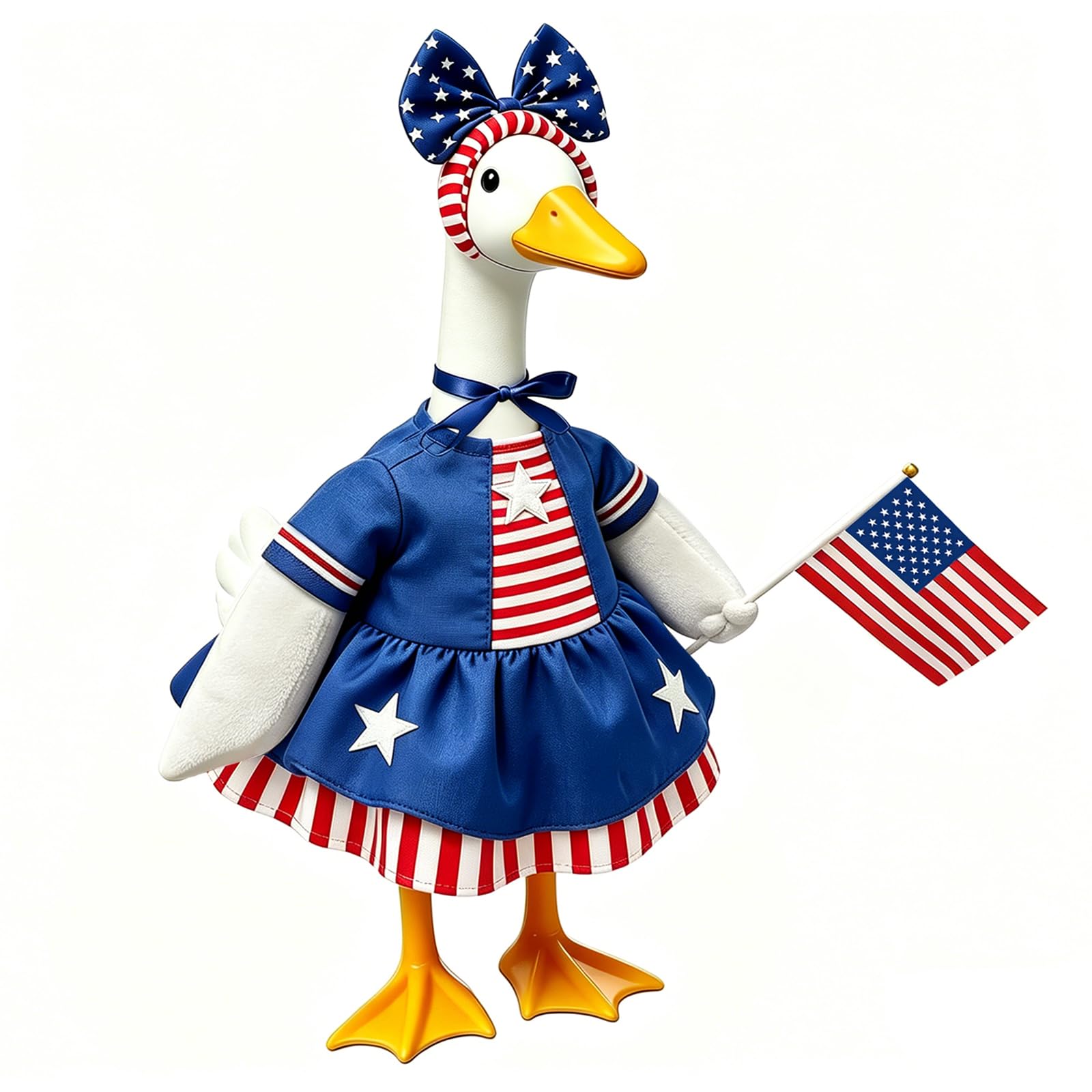 Clzemo 4th of July Porch Goose Outfit for 23 Inch Lawn Statue, Patriotic Goose Clothes with American Flag, Independence Day 250th Anniversary Memorial Day Garden Patio Yard Decoration