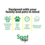 Spot Magic by Mark & Phil’s - Green Instant Lawn Grass Colorant Spray 24oz - Non-Toxic Pet & Kid Safe,- Long-Lasting Results for Concealing Brown & Pet-Damaged Grass Areas