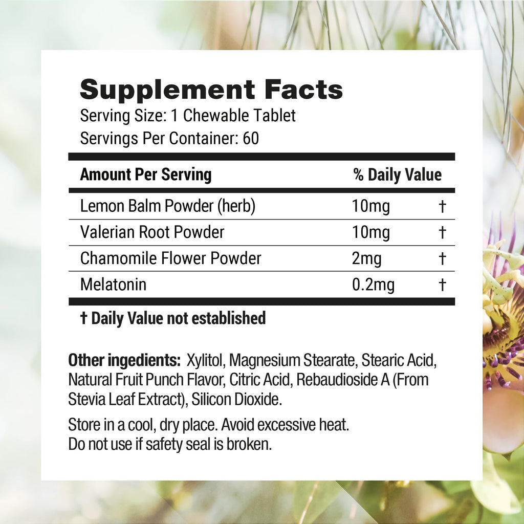 Nested Naturals Luna Kids Sleep Aid Tablets for Children 4+ - Naturally Sourced Ingredients - Gentle, Herbal Sleep Supplement with Chamomile, Melatonin, Valerian & Lemon Balm - 60 Chewable Tablets