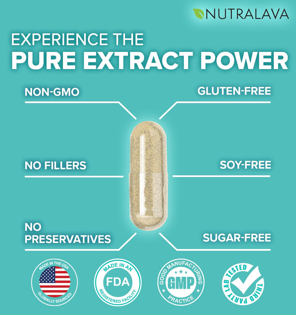 NUTRALAVA Sea Moss Capsules - Irish Sea Moss Black Seed Oil Ashwagandha - Immune Thyroid Joint & Gut Support - Gluten-Free Non-GMO GMP - 60 Count