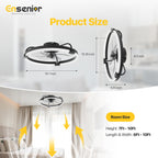 Ensenior 20 Inch Flush Mount Ceiling Fans with Lights, APP Control, Black