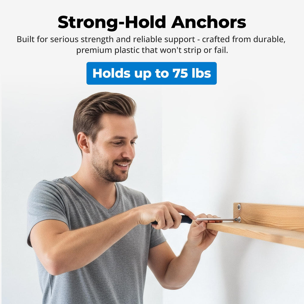 Qualihome Drywall Anchors with Screws – Self-Drilling Drywall Anchors, Anti-Spin Grip, No Pre-Drill Wall Anchor Kit, Strong & Reliable Hold, 25 Pack (50 Pieces)