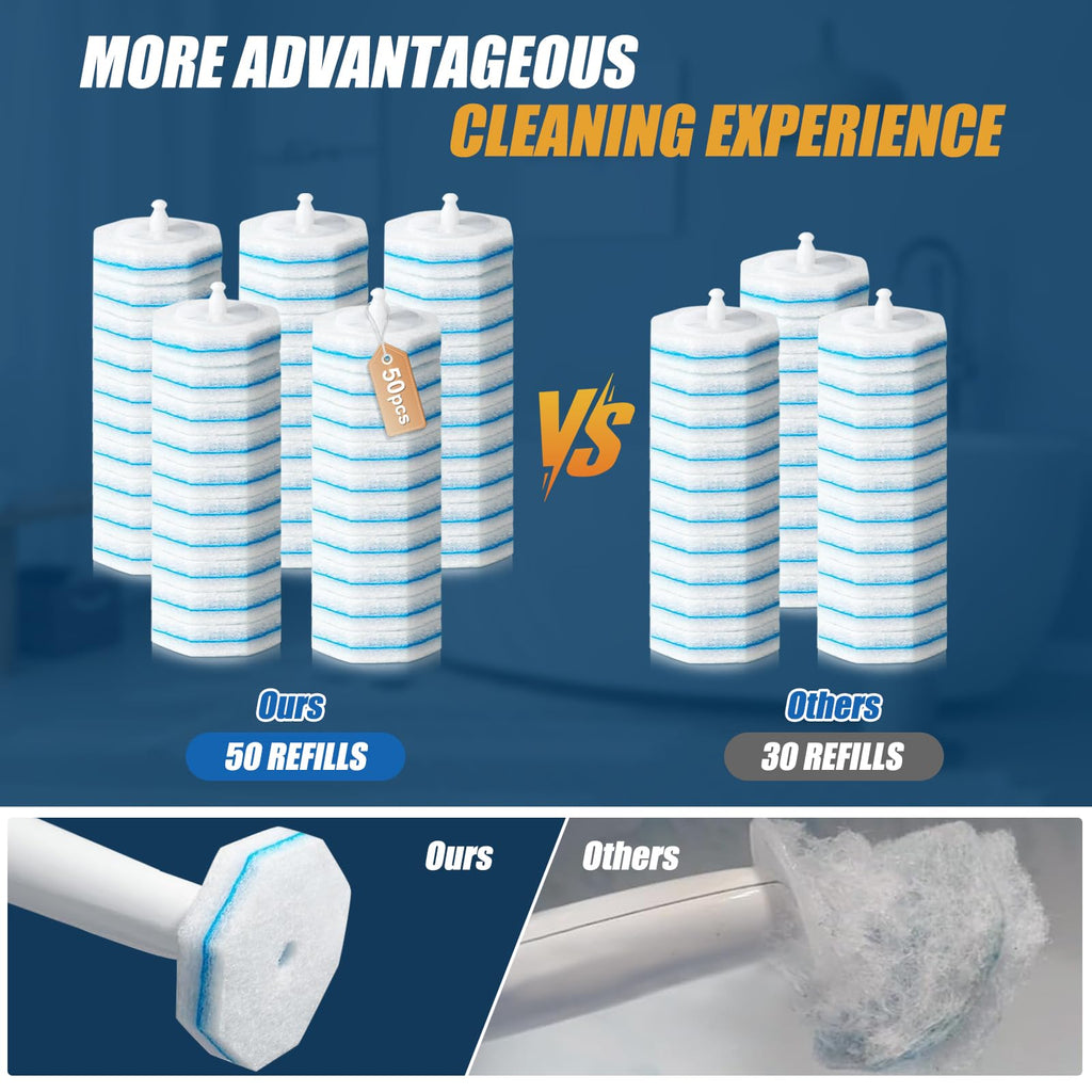 100PC Toilet Bowl Wand Refills, Replacement Heads for Bathroom Washroom Cleaning Pads, Disposable Toilet Brush Refills Compatible with Household Brushes Scrubbers Cleaning Refill Pads Local Stock