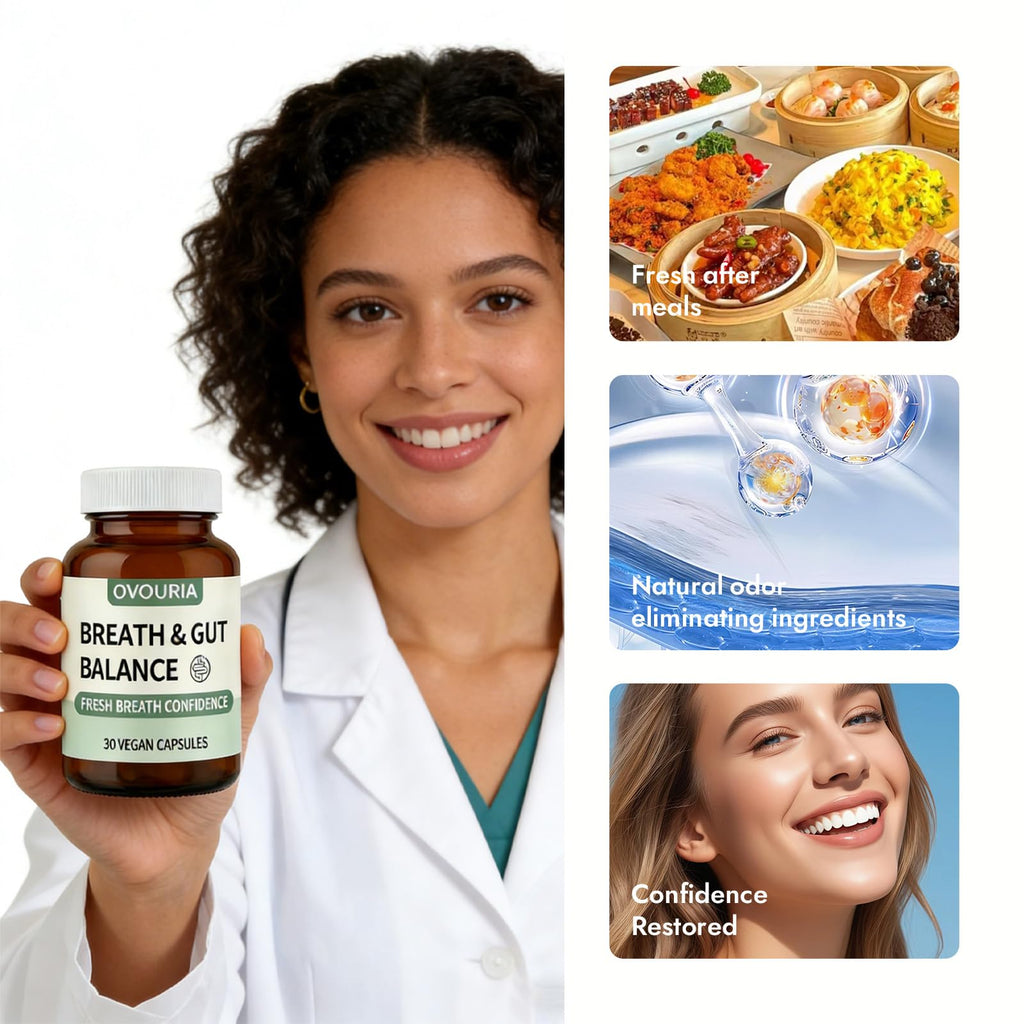 Enerra Ovouria Breath and Gut Balance – Gut Health Probiotic with Magnesium Citrate, Zinc Gluconate, Probiotic Blend, Fresh Breath, Chronic Halitosis & Gut Health – 30 Capsules