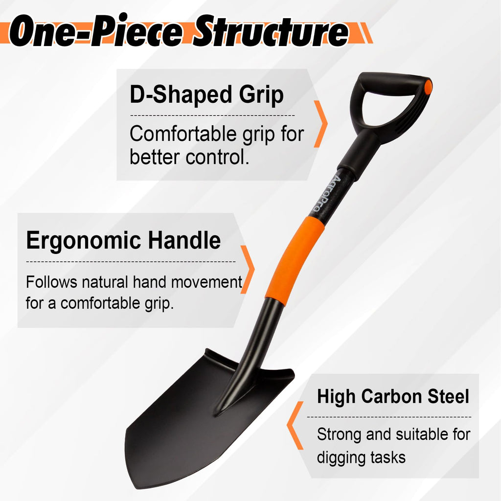 AgroPro Shovel for Digging, Heavy Duty Garden Shovel with Ergonomic D-Handle, Small Shovel for Planting, 32 Inches