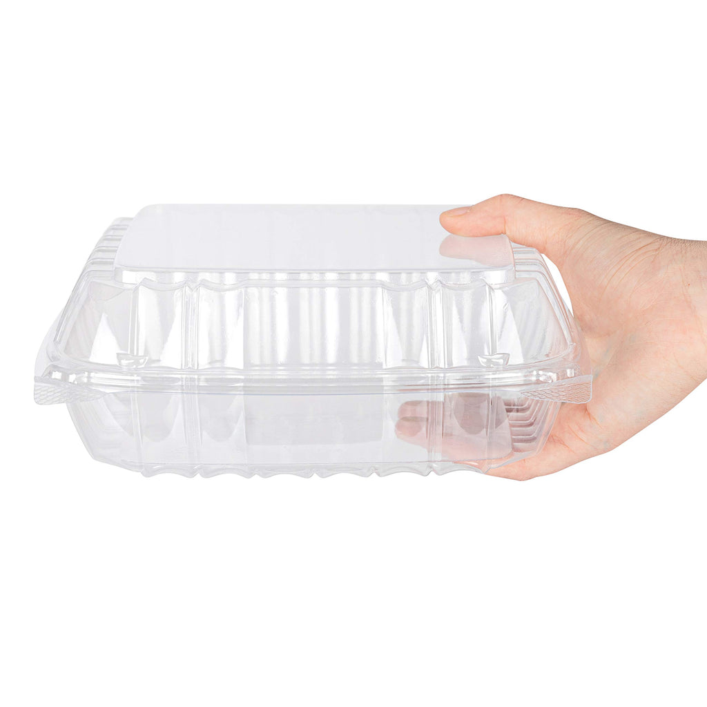 Stock Your Home Plastic 8 x 8 Inch Clamshell Takeout Tray (25 Count) – Disposable Hinged Containers for Dessert, Salads, Pasta, Sandwiches & More