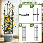 Obelisk Trellis for Garden Plants Climbing: 6ft Rustproof Metal Pipe with Plastic Coated - Potted Plant Climber Support for Outdoor Indoor Grape Vines Vegetable Fruits Flowers (2PC)