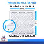 Filter King 24x30x1 Air Filter (MERV 8) (6-Pack) Dust & Allergy Control AC Furnace Filters, MADE IN USA, HVAC, Pleated, Electrostatic (Actual Size: 23.5 x 29.5 x .75)