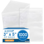Spartan Industrial - 3” X 5” (1000 Count) 4 Mil Thick Clear Reclosable Zip Plastic Poly Bags with Resealable Lock Seal Zipper - Heavy Duty and Durable