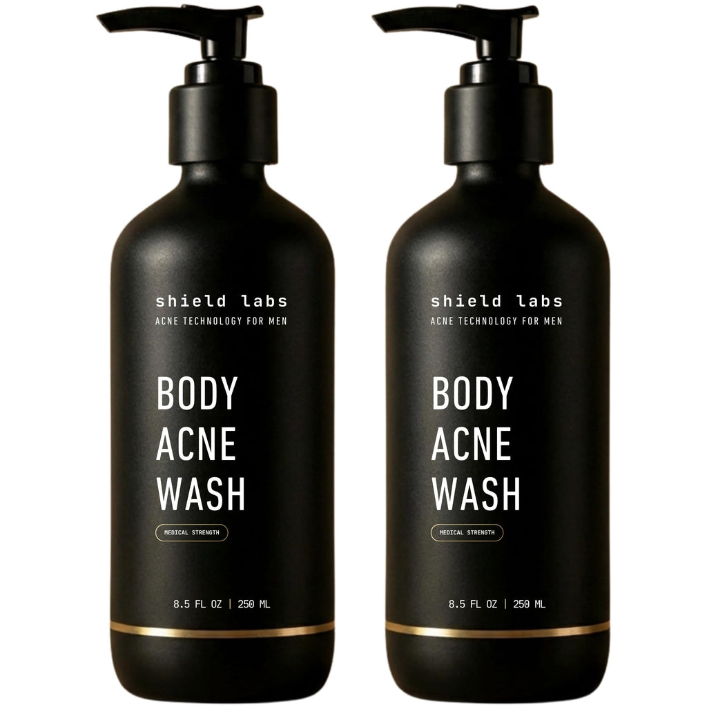 Shield Body Acne Wash for Men and Boys – Unscented Back & Chest Cleanser, Clears Acne & Breakouts, 8.5 oz, Pack of 2