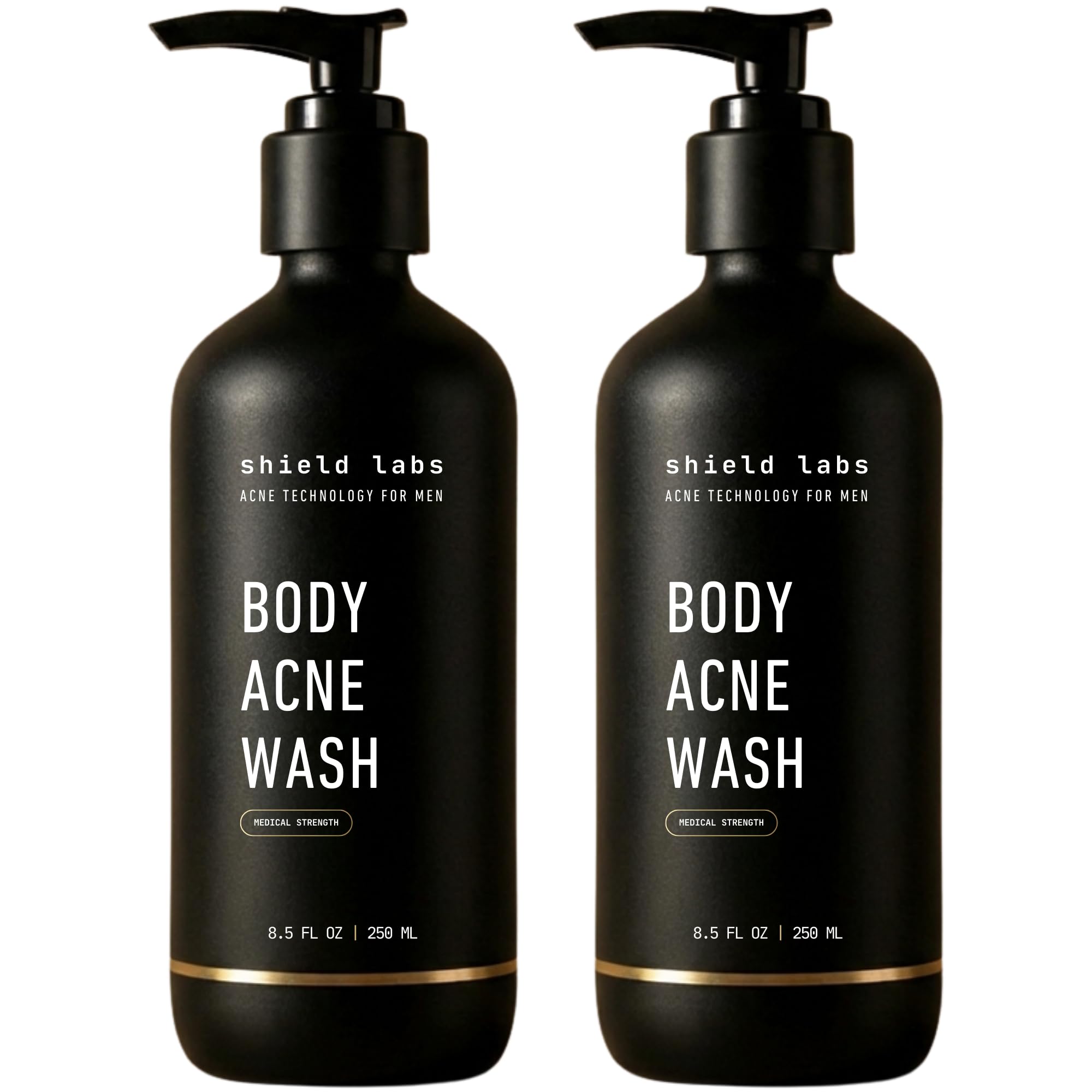 Shield Body Acne Wash for Men and Boys – Unscented Back & Chest Cleanser, Clears Acne & Breakouts, 8.5 oz, Pack of 2
