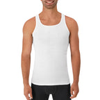 Hanes Men Tank Top Undershirt Pack, Cool & Breathable Cotton, Moisture-Wicking Ribbed Tanks for Men, White - L