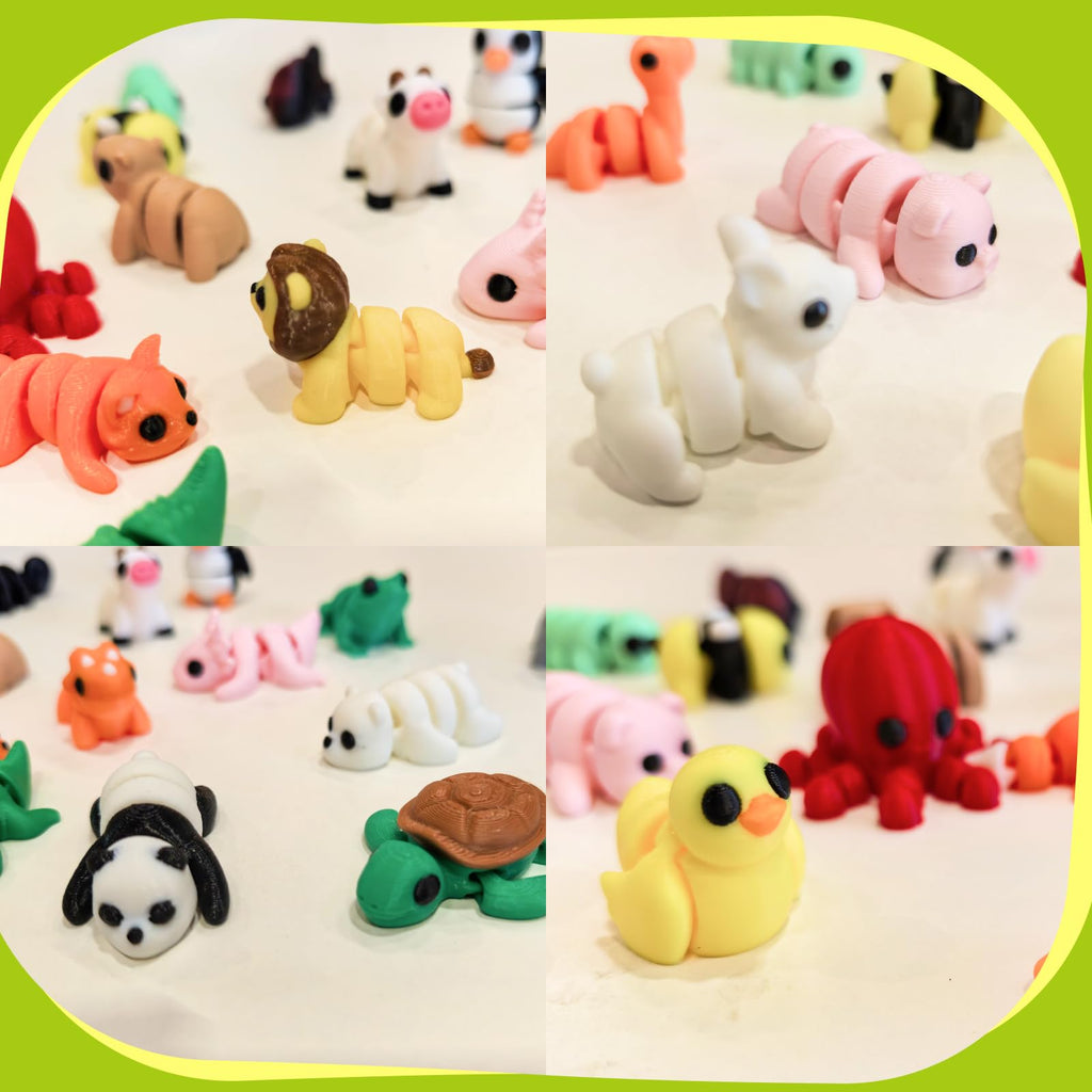 YonaaClin 25pcs Mini Animals Figures,3D Printed Animals and Flexible Joints Fidget Toys, Small Animal Figurines Fit Fidget Toy Set,Pocket Pets,Birthday fillers, Teen Reward Gifts(25PC)