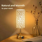 Fitfull Table Lamp for Nightstand, High-Sensitivity Touch, 3-Level Dimmable Bedside Lamp with AC Outlet | USB | and USB-C, Ideal Night Stand Lamp for Bedroom, Reading, Living Room(Triangle&Gold)