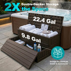 ROMIVO Hot Tub Steps with Storage Extra Wide, 2-Step Spa Stairs — Non-Slip Heavy Duty 500 lbs, Easy Assembly, Slip-Resistant, Universal for Hot Tub, RV, Camper, Pool Deck & Bath — Fits Any Size, Brown