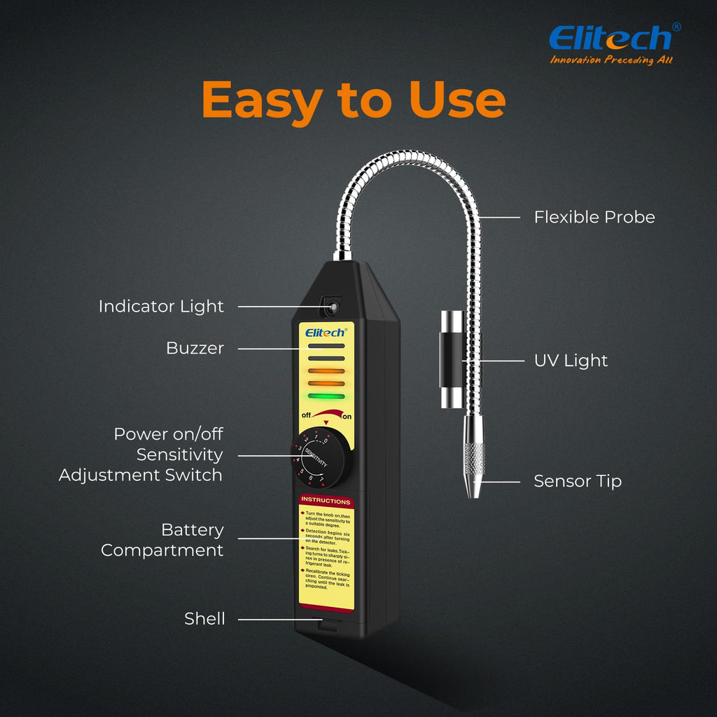 Elitech Freon Leak Detector Halogen Refrigerant Gas Leak Detector HVAC Tester AC Sniffer R22 R410A R134A 1234YF, WJL-6000S