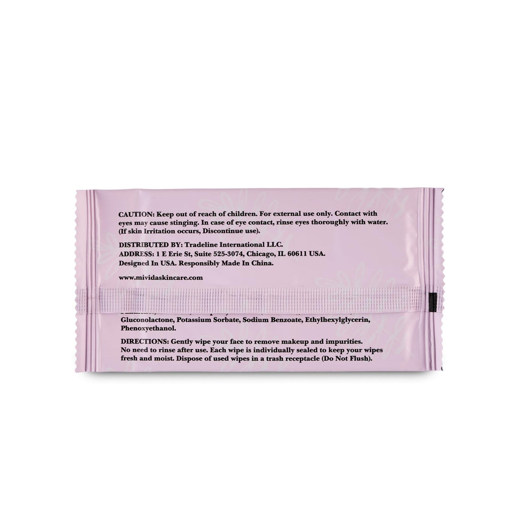 mivida 100 Count Hypoallergenic Individually Wrapped Makeup Remover Wipes with Vitamin E | Dermatologist Tested | Alcohol-Free, Fragrance-Free makeup remover wipes individually wrapped