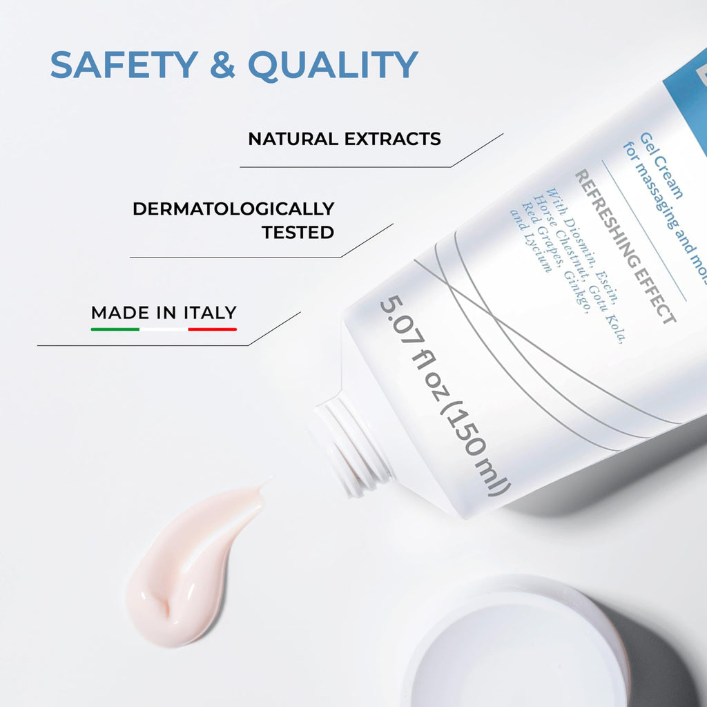 Dulac, Diosmin Legs Gel Cream, Cooling & Refreshing, with Diosmin & Menthol, Horse Chestnut Extract, Butcher's Broom & Red Vine, Fast-Absorbing, Non-Greasy, Daily Leg Care, 5.07 fl oz, Made in Italy