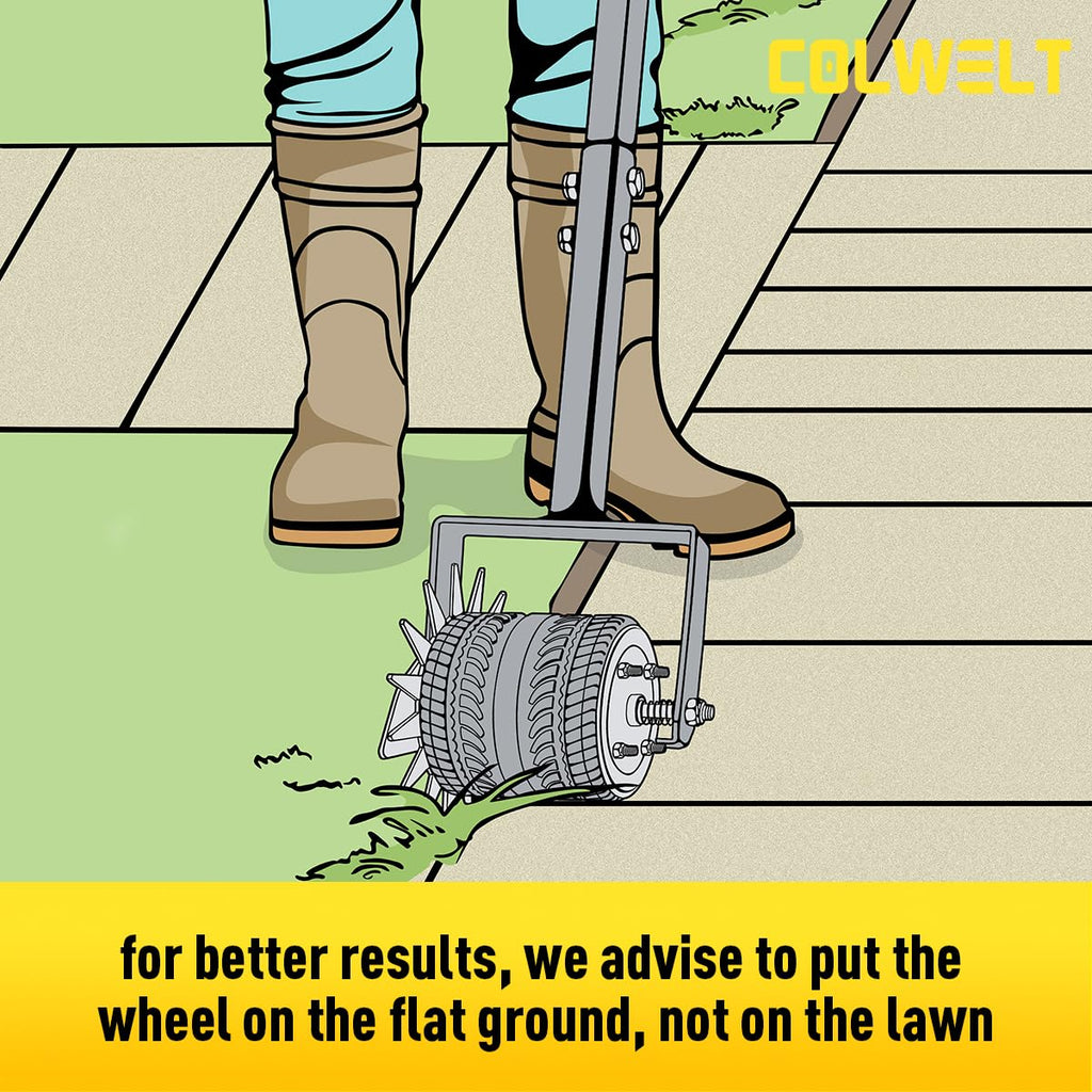 Colwelt Wheel Rotary Edger Lawn Tool 59’’, Manual Lawn Edger with Extra-Wide Rubber Wheel, Lawn Edgers Manual with Reinforced Bracket, Grass Edger Edging Tool for Landscaping, Sidewalk, Driveway, Yard