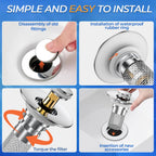 Bathroom Sink Drain Strainer,(4PCS) Pop-up Sink Drain Strainer with Removable Stainless Steel Strainer Basket Hair Catcher, Bathroom Sink Strainer for Bathroom Sink Stopper Replacement