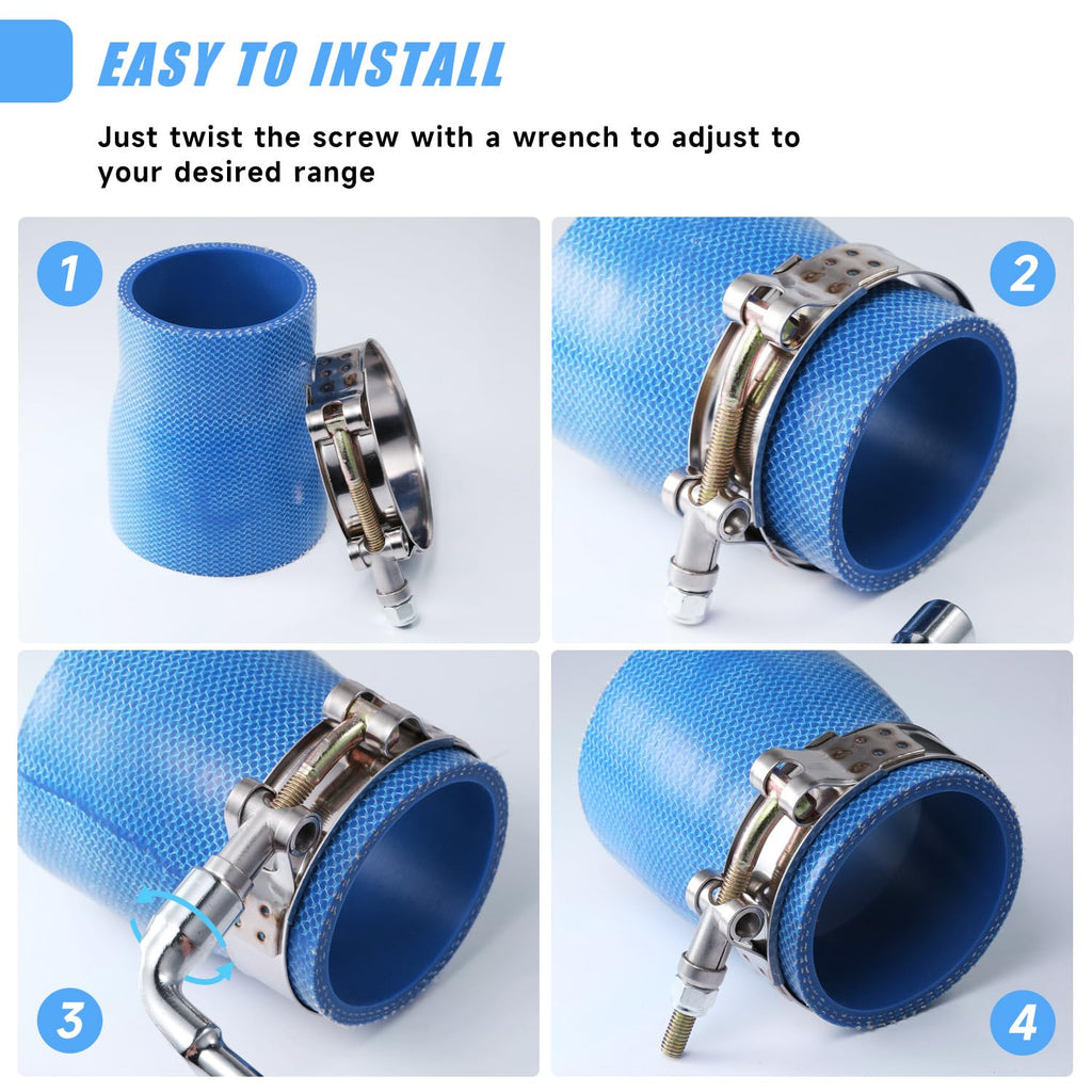SEKSUALA 16Pack 1" T Bolt Hose Clamps - 304 Stainless Steel Turbo Intake Clamp for Turbo Tubes, Intercooler Pipes, Heavy Duty Radiator Hose Clamps Adjustable Range 34mm-40mm for 1" Hose ID