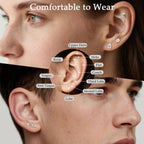 Limerencia Titanium Flat Back Screw Back Stud Earrings for Women Men