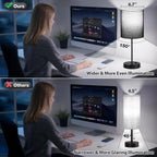 Black Touch Lamps for Nightstand Set of 2 - Bedside Table Lamp for Bedroom with Dual USB Ports & AC Outlet, 3-Way Dimmable Lamps for Living Room Boys Room, Night Light with 5000K Daylight Bulbs